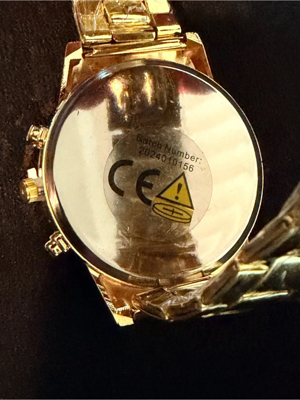 Geneva | Men's Gold Watch |Textured Black Dial | Chrono Style | NIB Brand New